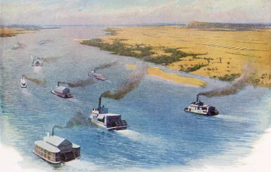 The Advance of the Anglo-Egyptian Force Upon Omdurman, Sudan Along the Nile River in 1898 Prior to the Battle of Omdurman